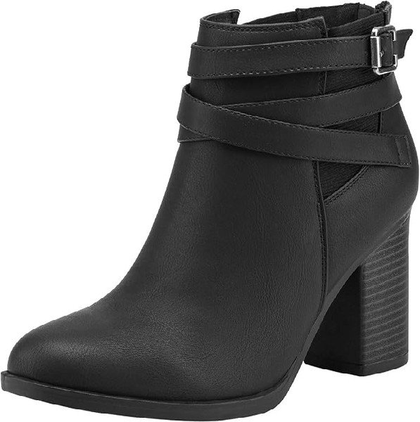 Black heeled ankle boots for women
