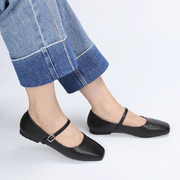 Black Mary Jane flats for women