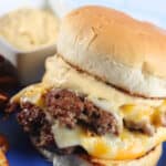 Burger on plate with fries and Big Mac Sauce