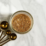 Over head view of taco seasoning in a jar