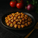 crispy air fryer potatoes on black plate