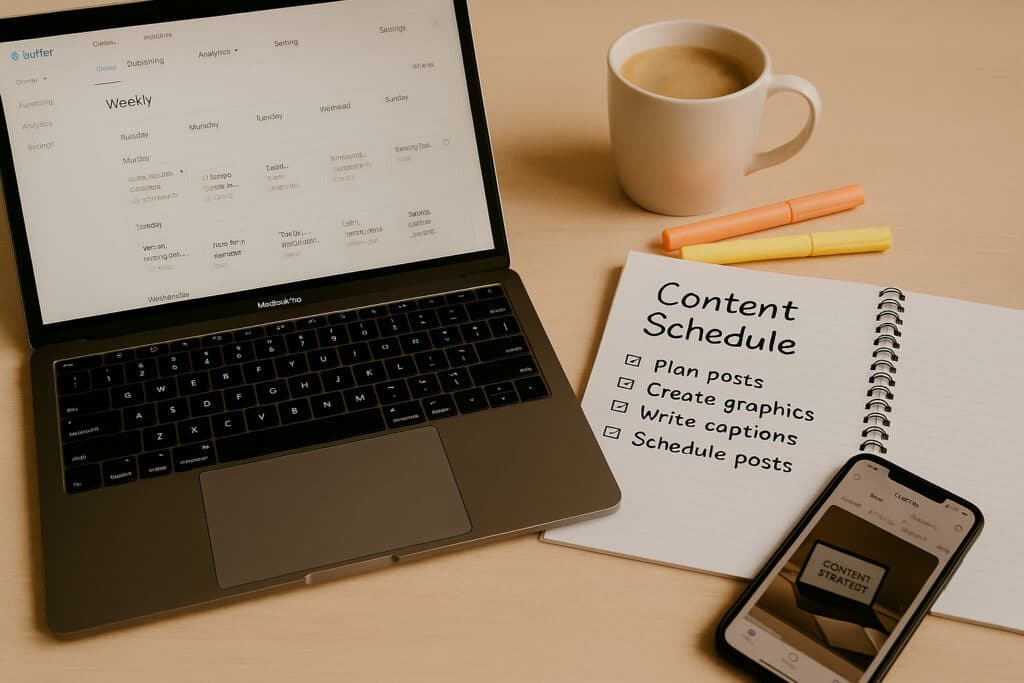 laptop with scheduling software loaded up
